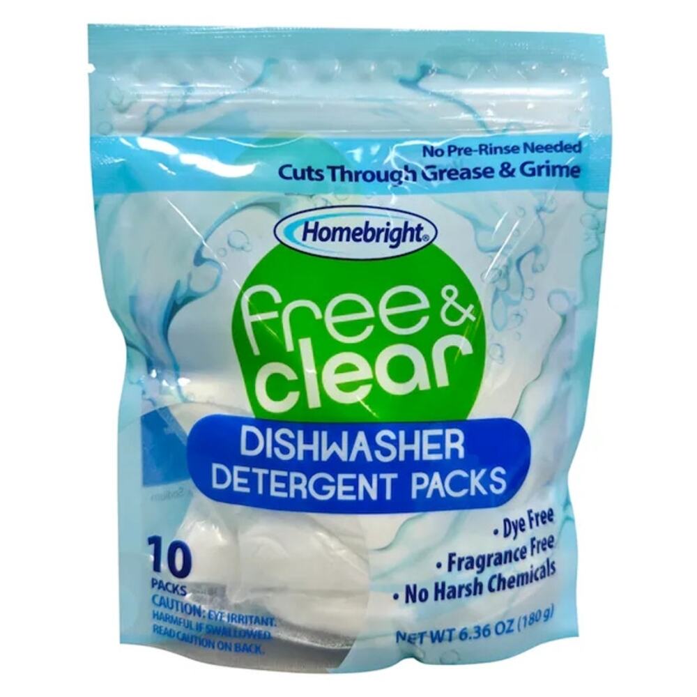 Homebright Free and Clear Dish Detergent, 10-pc.‎ Pack